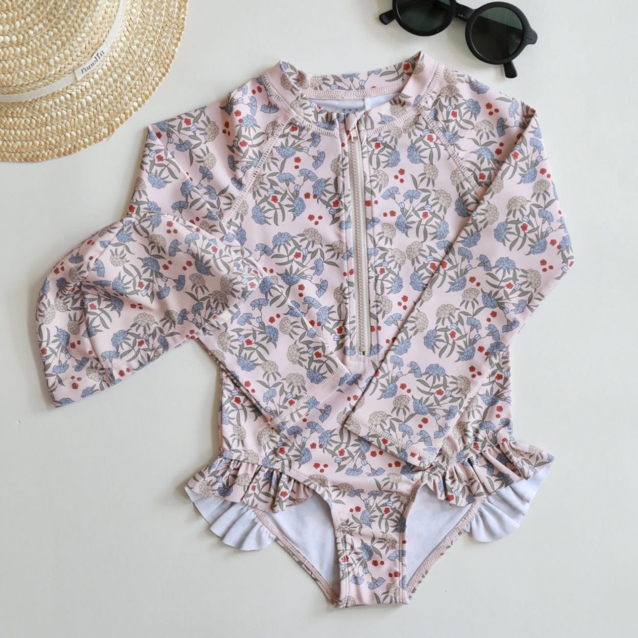 ベビー用水着 one-piece swimsuit hydrangea / 80 ガールズ水着 長袖ワンピーススイムウェア ラッシュガード【mh0009367】