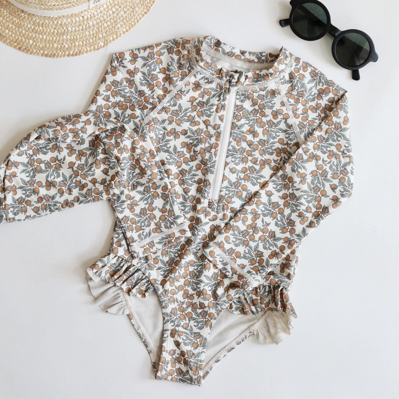 ベビー用水着 one-piece swimsuit orange / 80 ガールズ水着 長袖ワンピーススイムウェア ラッシュガード【mh0009367】