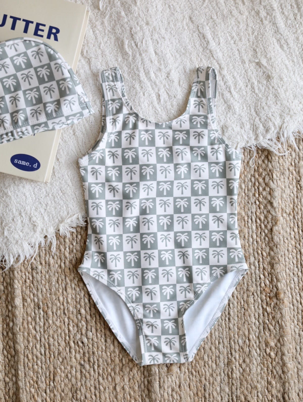 ベビー用水着 One-piece swimsuit plaid coconut palm / 80 ガールズ水着 ノースリーブワンピーススイムウェア ラッシュガード【mh0009317】
