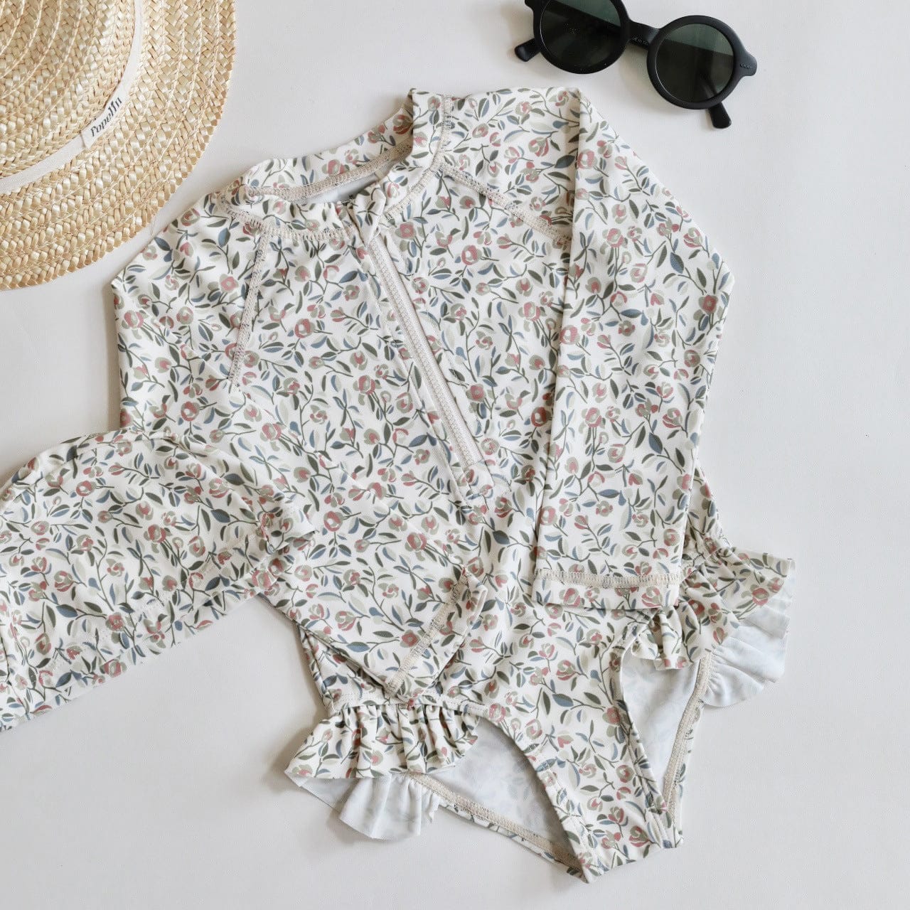 ベビー用水着 one-piece swimsuit roses / 80 ガールズ水着 長袖ワンピーススイムウェア ラッシュガード【mh0009367】