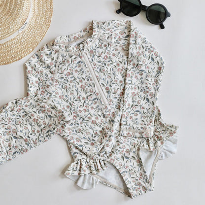 ベビー用水着 one-piece swimsuit roses / 80 ガールズ水着 長袖ワンピーススイムウェア ラッシュガード【mh0009367】