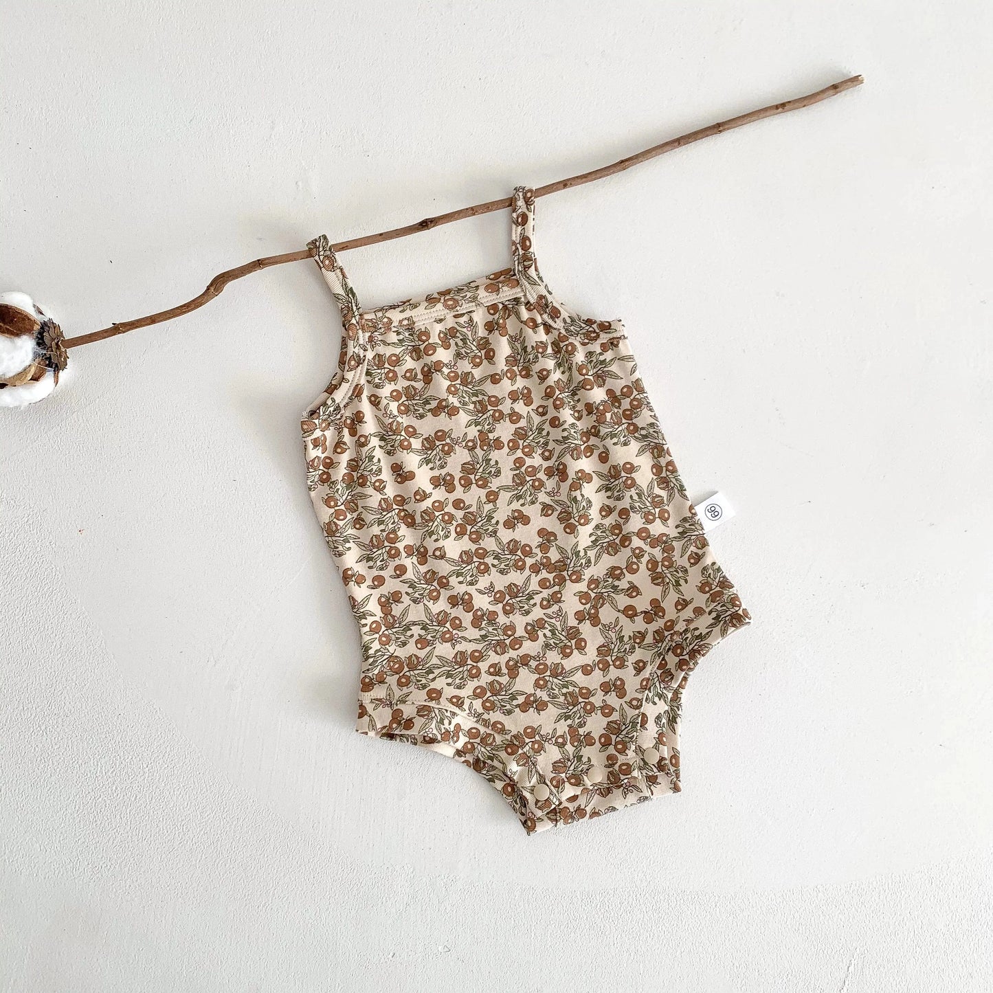 ノースリーブロンパース orange / 3M 66cm ベビーロンパース キャミソールボディスーツ プリント柄 肌着【mh0005710】