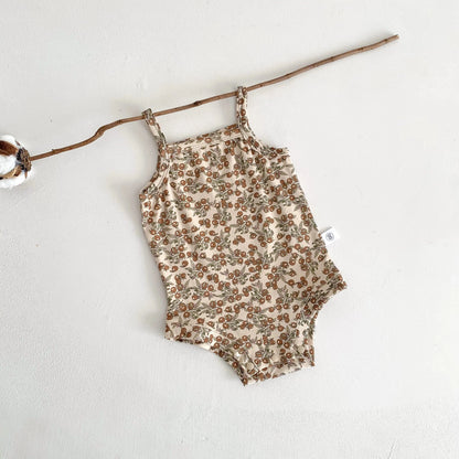 ノースリーブロンパース orange / 3M 66cm ベビーロンパース キャミソールボディスーツ プリント柄 肌着【mh0005710】