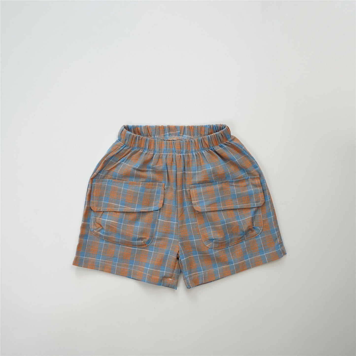 ハーフパンツ・ショートパンツ Orange / 80cm Plaid Large Pocket Casual Shorts チェック柄 ビッグポケット ショートパンツ【mh0012237】