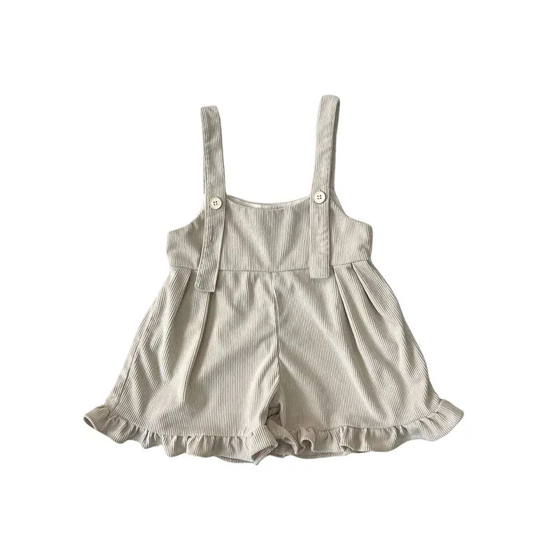 サロペットパンツ・サスペンダーパンツ overalls / 2T  90cm キッズパンツ サスペンダーフリルパンツ ショートサロペット 長袖チュニックブラウス