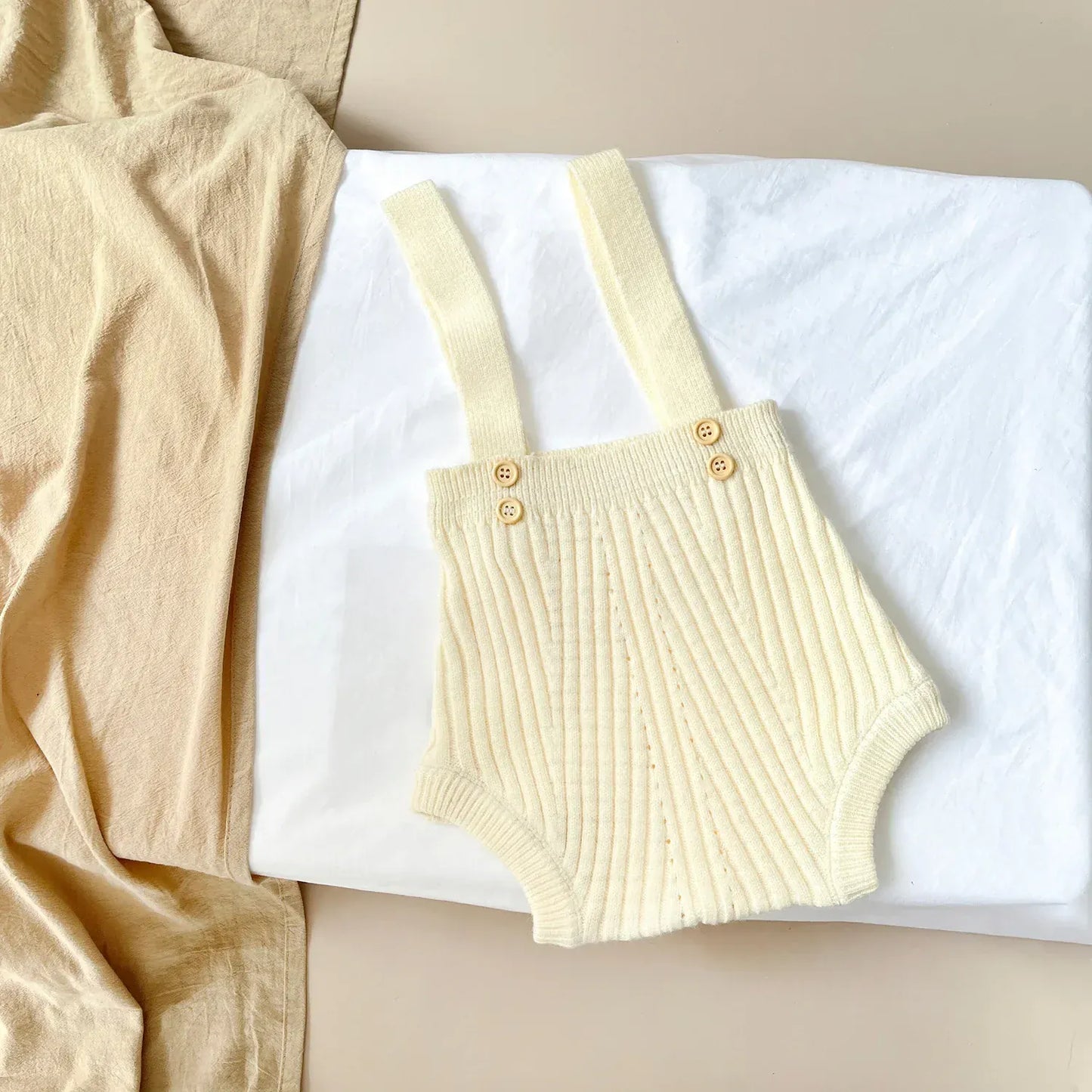 長袖セットアップ overalls / 6M  66CM ベビートップス/パンツ レトロボーダー長袖Tシャツ/ニットサスペンダーブルマパンツ【mh0008604】