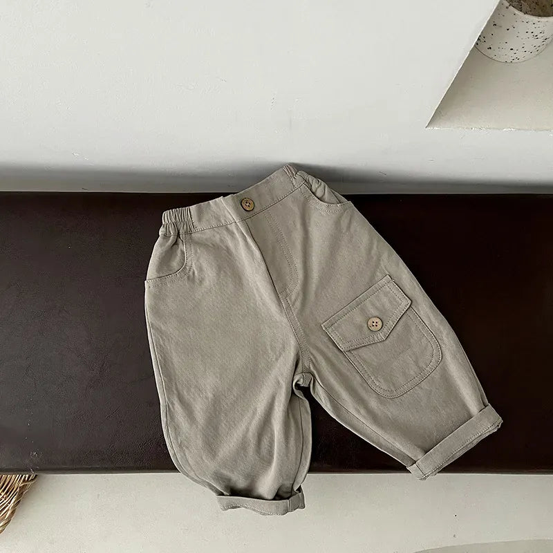 長袖セットアップ pants / 6M  66CM ベビーキッズベスト/トップス/パンツ ストライプ長袖シャツ/ニットジレベスト/ポケットロングルーズパンツ【mh-0008608】