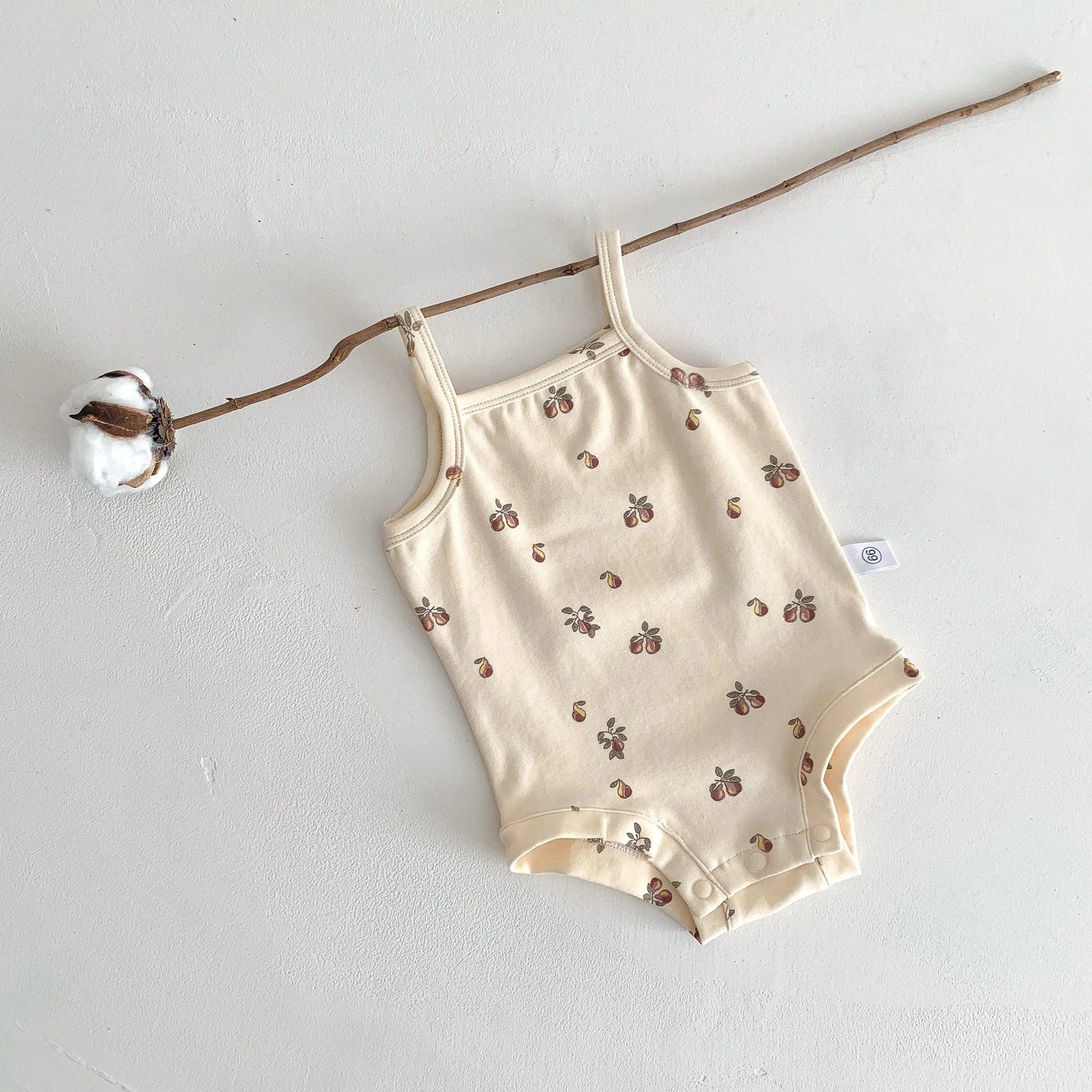 ノースリーブロンパース Pear / 3M 66cm ベビーロンパース キャミソールボディスーツ プリント柄 肌着【mh0005710】