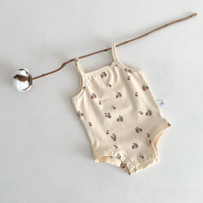 ノースリーブロンパース Pear / 3M 66cm ベビーロンパース キャミソールボディスーツ プリント柄 肌着【mh0005710】