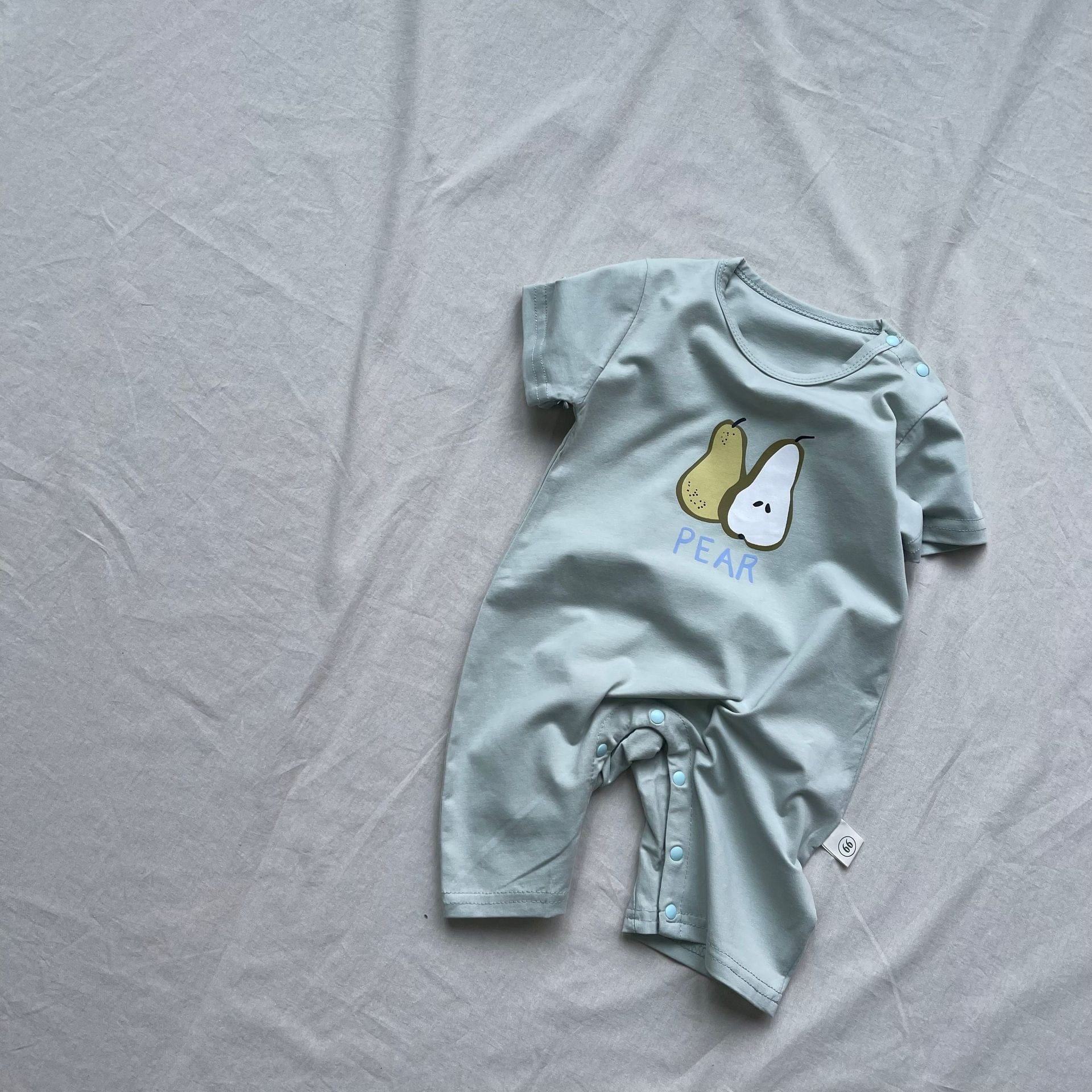 半袖ロンパース Pear / 66cm ベビーロンパース 梨/バナナプリント半袖ボディスーツ【mh0009169】