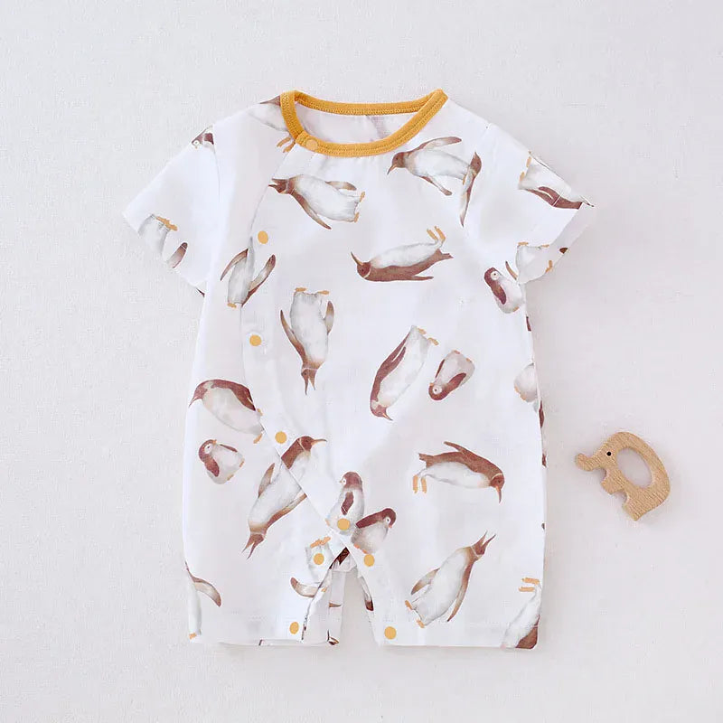 半袖ロンパース penguin / 59cm ベビーロンパース 半袖カバーオール アニマルプリント 5カラー【mh0004592】