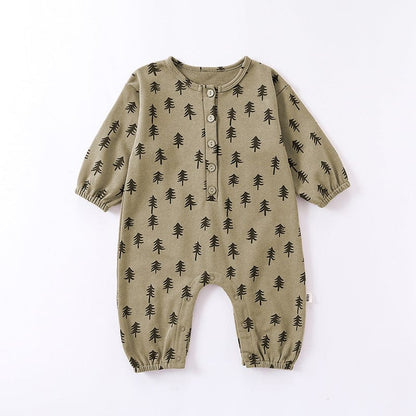 長袖ロンパース pine / 66cm 木ツリー/月ムーンプリント長袖ロンパース/カーディガンジャケット【mh0010745】