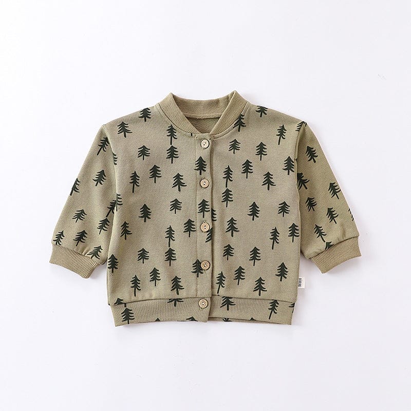 長袖ロンパース Pine coat / 73cm 木ツリー/月ムーンプリント長袖ロンパース/カーディガンジャケット【mh0010745】