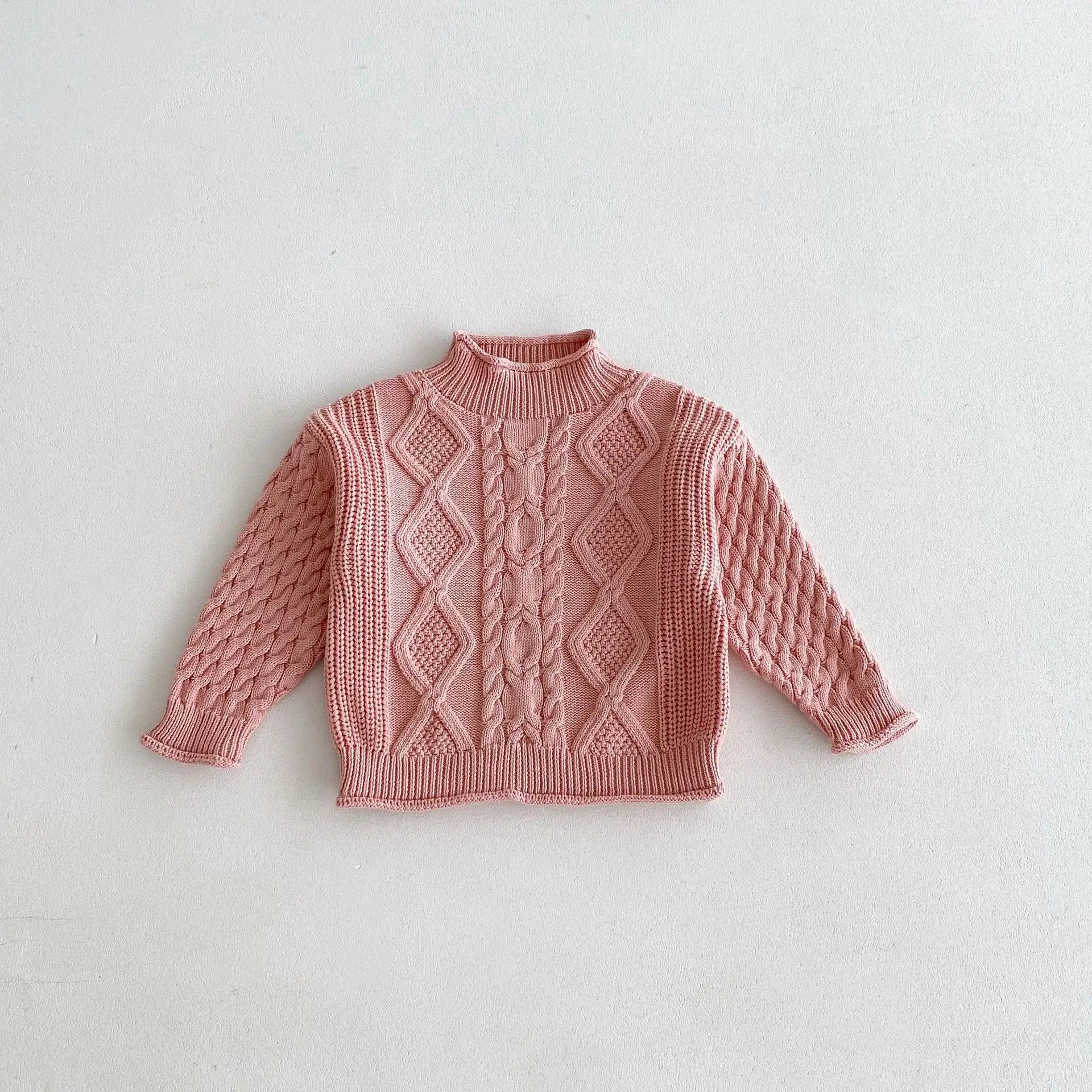 ニット・セーター pink / 12M  80CM キッズトップス ニットハイネックセーター アランニット ケーブル編み ボトルネック 3カラー