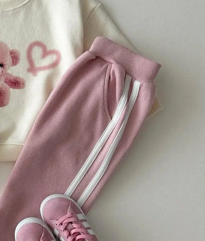 ロングパンツ・スウェットパンツ Pink / 12M  80CM キッズパンツ ダブルサイドラインスウェットジョガーパンツ 3カラー【mh0006968】