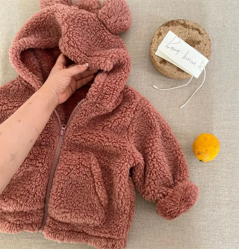 カーディガン・パーカー Pink / 12M  80CM キッズトップス ボアフリースくま耳フーディジップアップパーカージャケット【mh0007984】