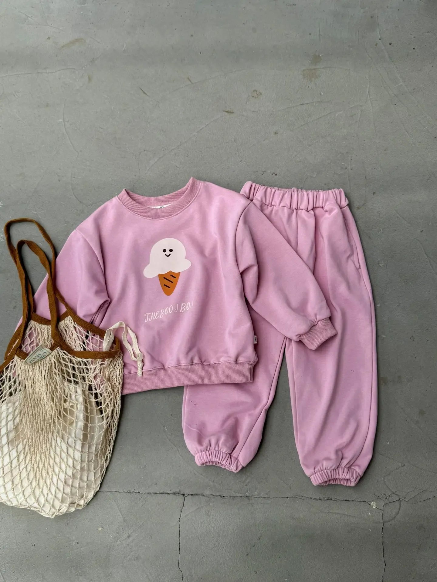 長袖セットアップ pink / 24M  90CM キッズセットアップ 2点セット 長袖プリントスウェットシャツ+スウェットパンツ アニマルプリント3カラー