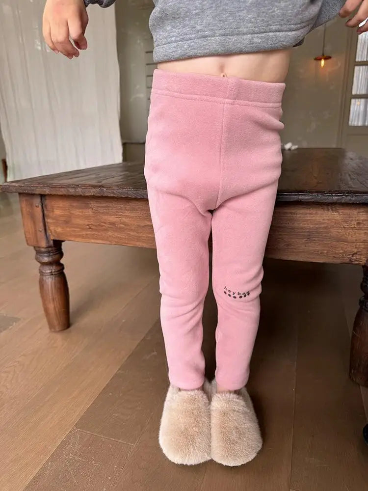 レギンスパンツ Pink / 24M  90CM キッズパンツ レターロゴワンポイント裏フリースレギンスパンツ【mh0007997】