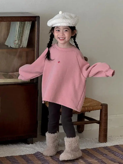 トレーナー・フーディ Pink / 24M  90CM キッズトップス フリースイレギュラーヘムドッキング長袖スウェットプルオーバー【mh0008083】