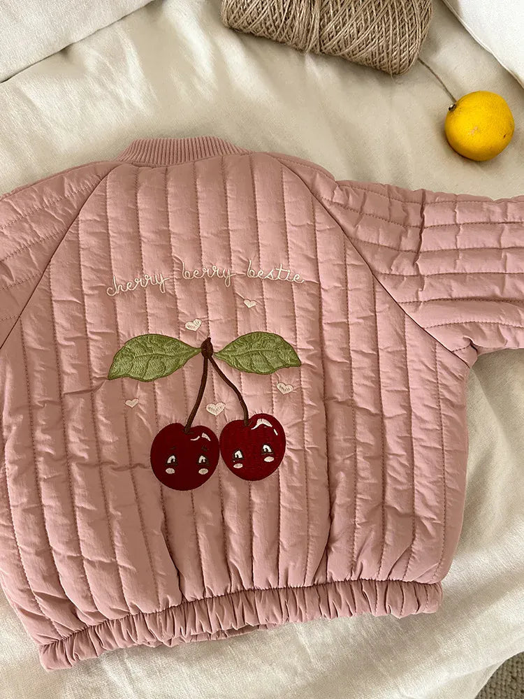 ショートコート・ジャケット・ジャンパー Pink / 24M  90CM キッズアウター バック刺繍キルティングパデッドブルゾンジャケット【mh0008226】