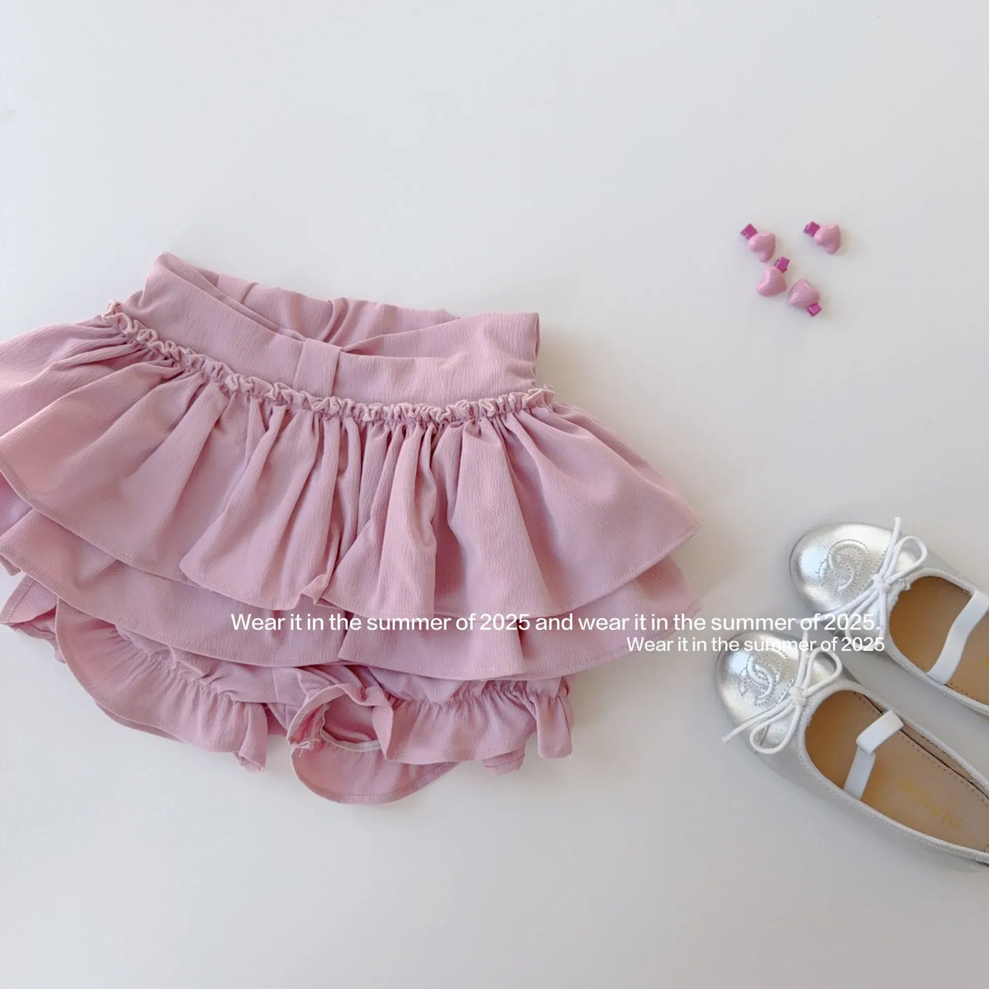 ハーフパンツ・ショートパンツ Pink / 2T- 90 キッズパンツ ダブルフリルスカートドッキングバルーンショートパンツかぼちゃパンツ【mh0008887】