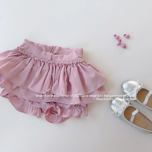 ハーフパンツ・ショートパンツ Pink / 2T- 90 キッズパンツ ダブルフリルスカートドッキングバルーンショートパンツかぼちゃパンツ【mh0008887】