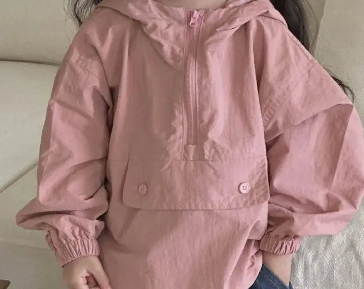 トレーナー・フーディ pink / 2T  90cm キッズトップス フーディハーフジッププルオーバージャケット ウィンドブレーカー イエロー/ピンク/2カラー