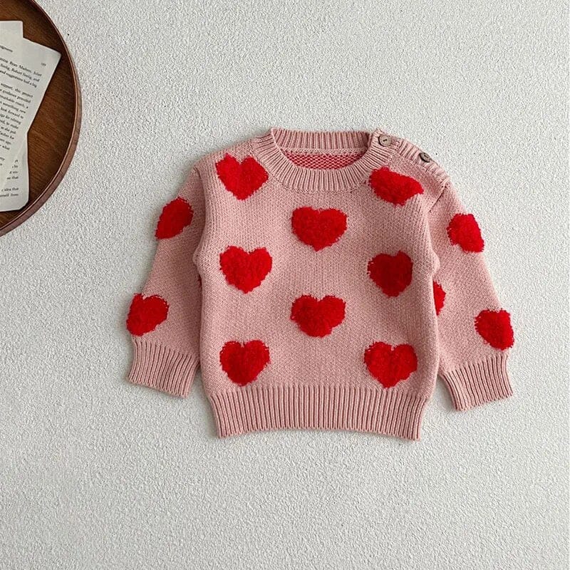 ニット・セーター pink / 66cm ベビー セーター 長袖ニット ハート ピンク コーヒー 2カラー ガールズ 女の子 子供服