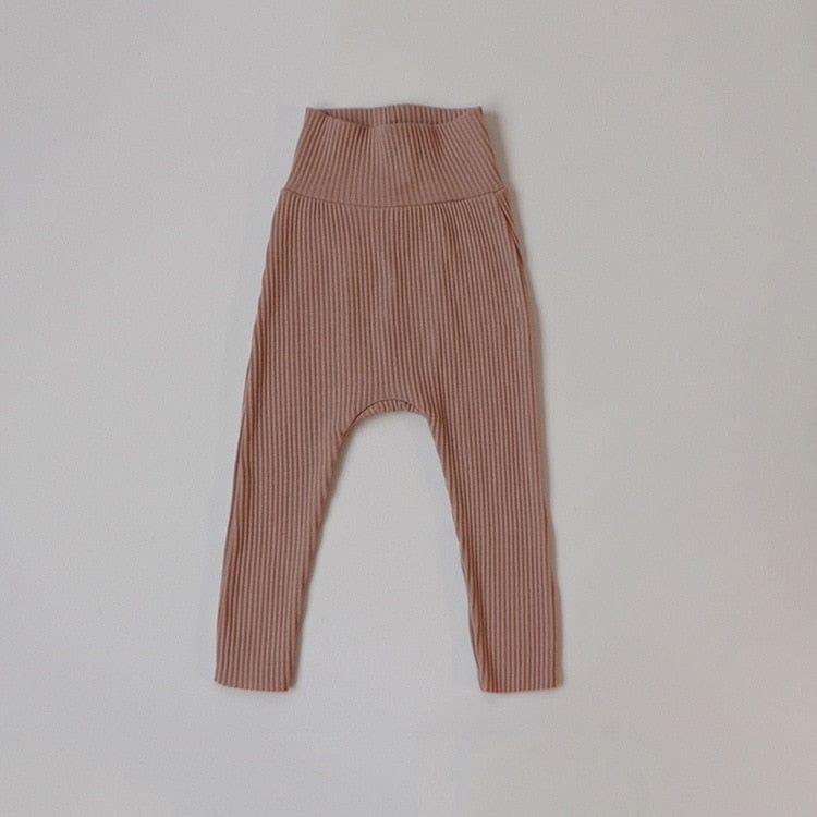 レギンスパンツ pink / 66cm ベビー リブ ハイウェスト レギンス パンツ ユニセックス 2649A