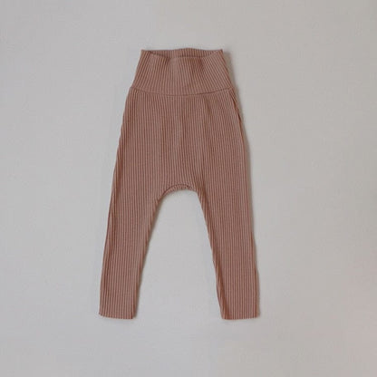 レギンスパンツ pink / 66cm ベビー リブ ハイウェスト レギンス パンツ ユニセックス 2649A