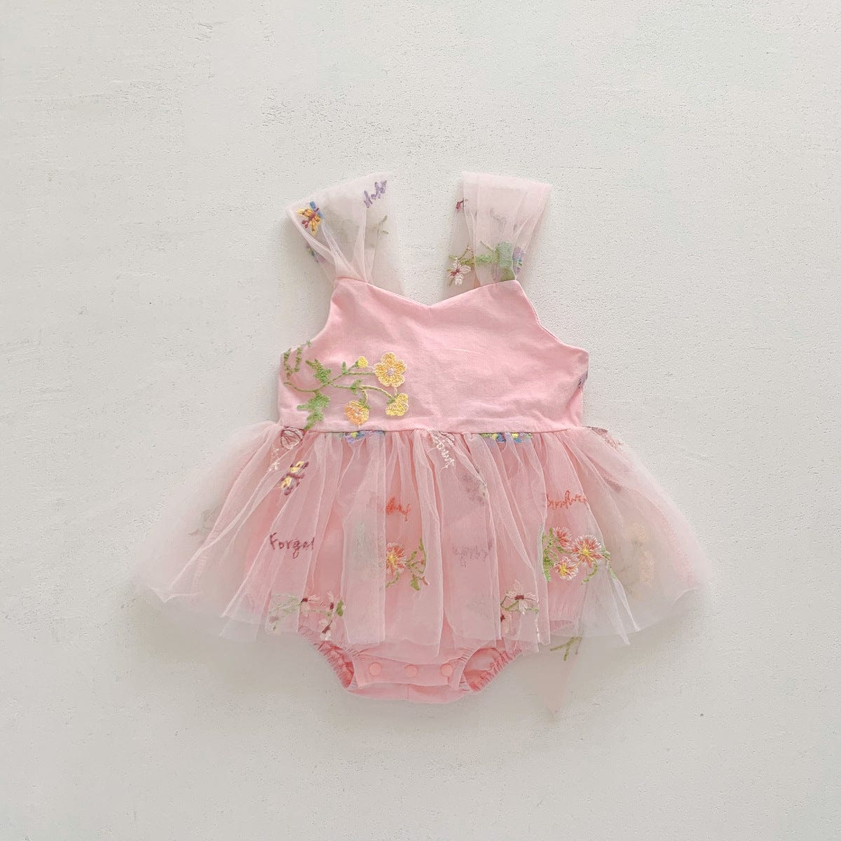 ノースリーブロンパース Pink / 66cm フラワー刺繍チュールスカートキャミソールロンパース【mh0010312】