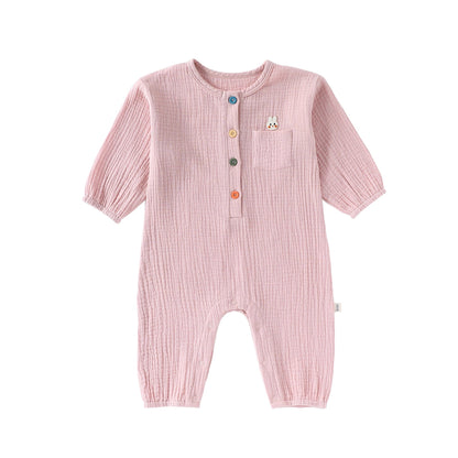 長袖ロンパース Pink / 66cm ワンポイント刺繍長袖ロンパース【mh0010726】