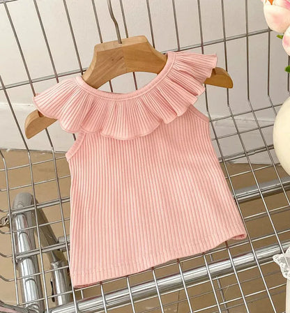 タンクトップ・キャミソール・ノースリーブトップス pink / 66cm ベビートップス フリルカラー ノースリーブTシャツ 5カラー