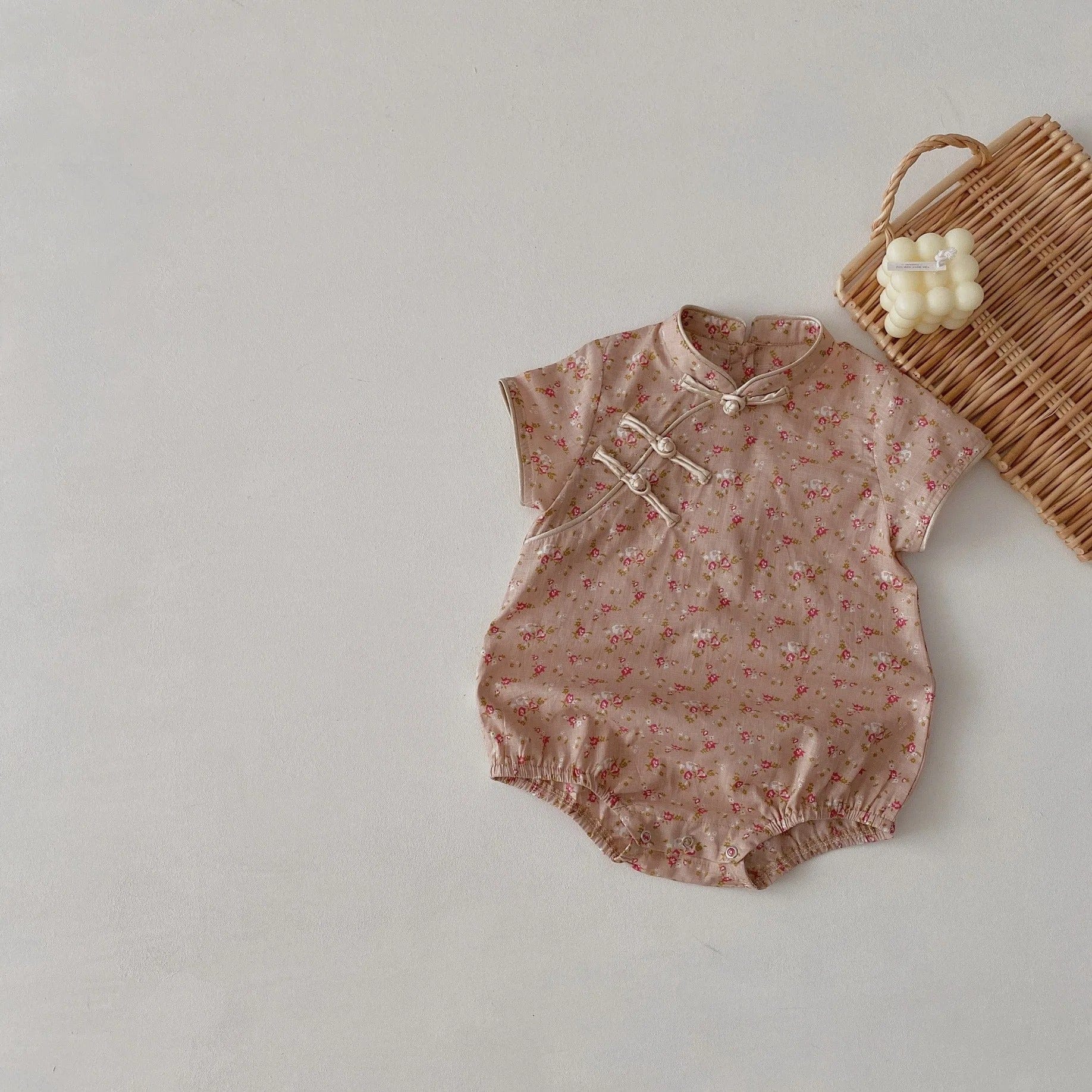 半袖ロンパース Pink / 6M 66cm ベビー チャイナドレス 半袖ロンパース【mh0000494】