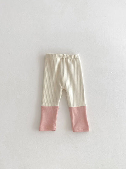 レギンスパンツ Pink / 6M  66CM ベビーパンツ パッチワーク裏フリース厚手レギンスパンツ【mh0007808】