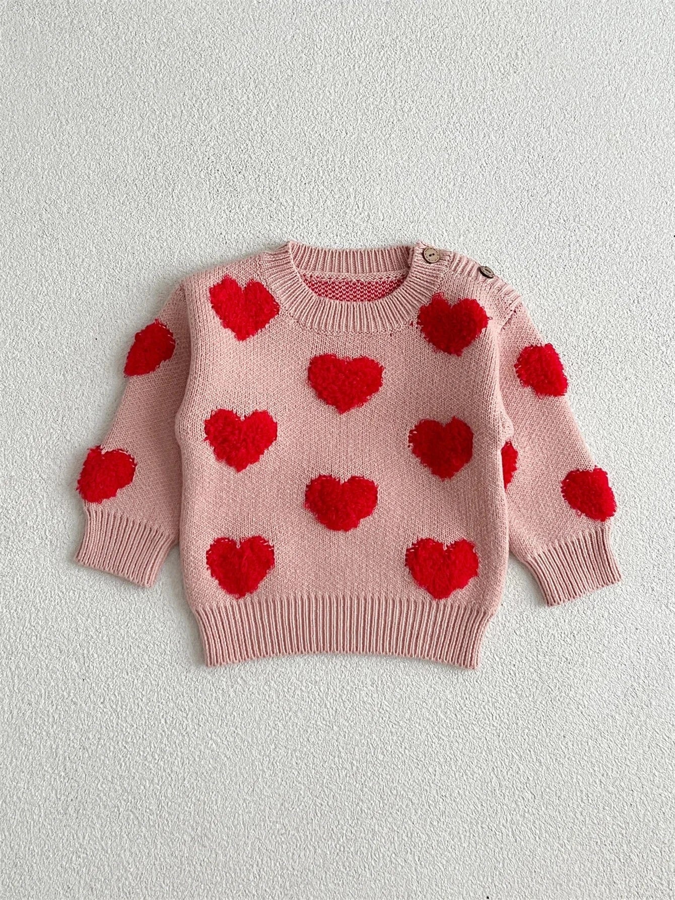 ニット・セーター Pink / 6M  66CM ベビートップス ハート柄ニット長袖セーター【mh0008383】