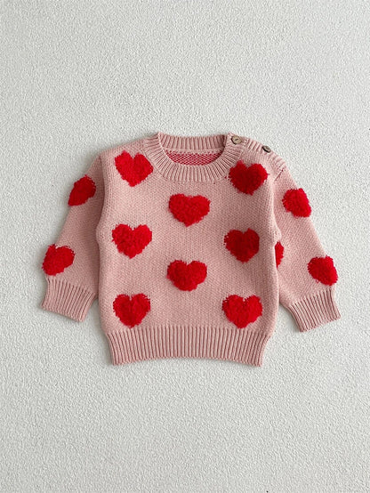 ニット・セーター Pink / 6M  66CM ベビートップス ハート柄ニット長袖セーター【mh0008383】