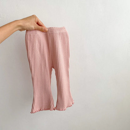 レギンスパンツ Pink / 6M  66CM ベビーパンツ シンプルベーシックフレアリブレギンスパンツ【mh0008761】
