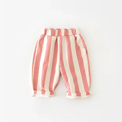 ロングパンツ・スウェットパンツ pink / 73cm / 取り寄せ（3〜14日） ☺︎ ベビーパンツ ストライプ ルーズロングパンツ グリーン/ピンク/2カラー