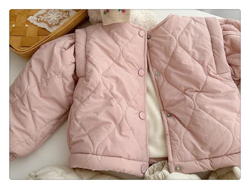 ショートコート・ジャケット・ジャンパー Pink / 80cm キッズアウター 裏ボアフリースコート ジャケット パフスリーブ ピンク ベージュ 2カラー ガールズ 女の子 子供服