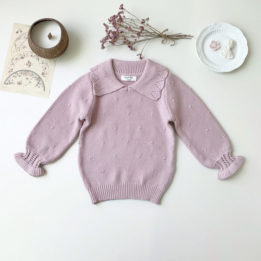 ニット・セーター pink / 90cm キッズ ニット 襟付き カットソー セーター トップス ベージュ ピンク 2色 ガールズ 女の子