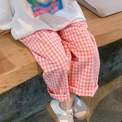 ロングパンツ・スウェットパンツ Pink / 90cm キッズパンツ ギンガムチェック ロングルーズパンツ ピンク【mh0005850】