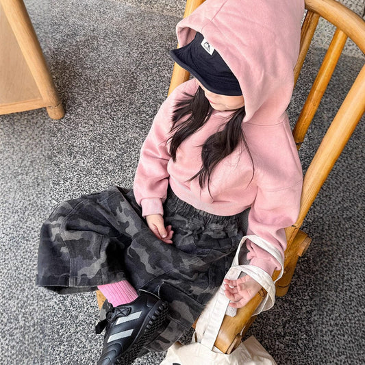 カーディガン・パーカー Pink / 90cm クロップド丈パーカー 刺繍ロゴ入りフーディー ショートスウェット【mh0011053】