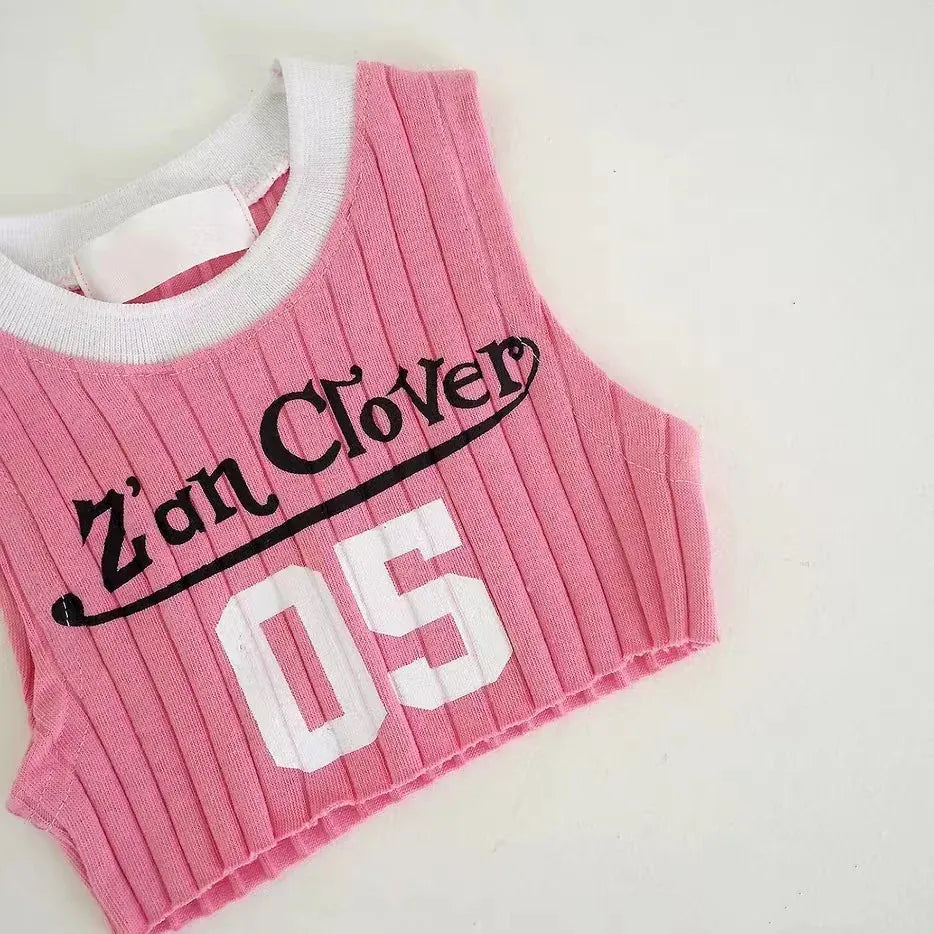 タンクトップ・キャミソール・ノースリーブトップス Pink / 9M 73cm ベビーキッズトップス タンクトップ ショートトップス レターロゴプリント 2カラー【mh0005851】
