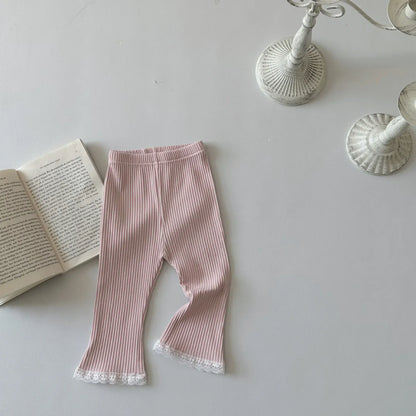 レギンスパンツ Pink / 9M  73CM ベビーパンツ レギンスパンツ 裾レース シンプルベーシック 2カラー【mh0006400】