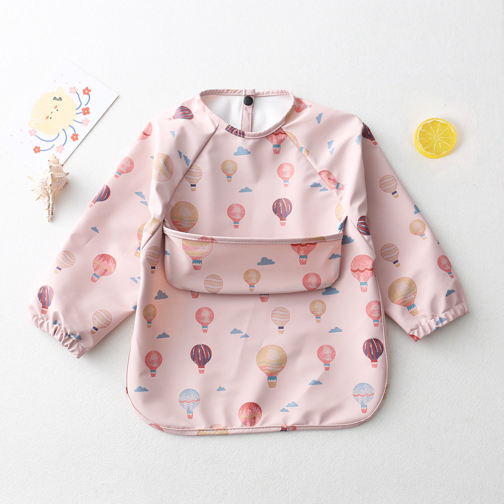 よだれかけ Pink balloons / S Long Sleeve PU Waterproof Bib 長袖 PU 防水 お食事エプロン【mh0012236】