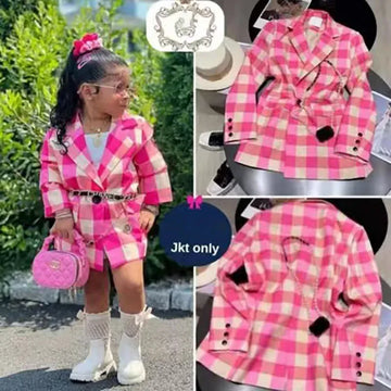 ショートコート・ジャケット・ジャンパー pink blazer / 3T (90-100cm) キッズジュニアジャケット ピンクチェック ロングジャケット ブレザー Y2K