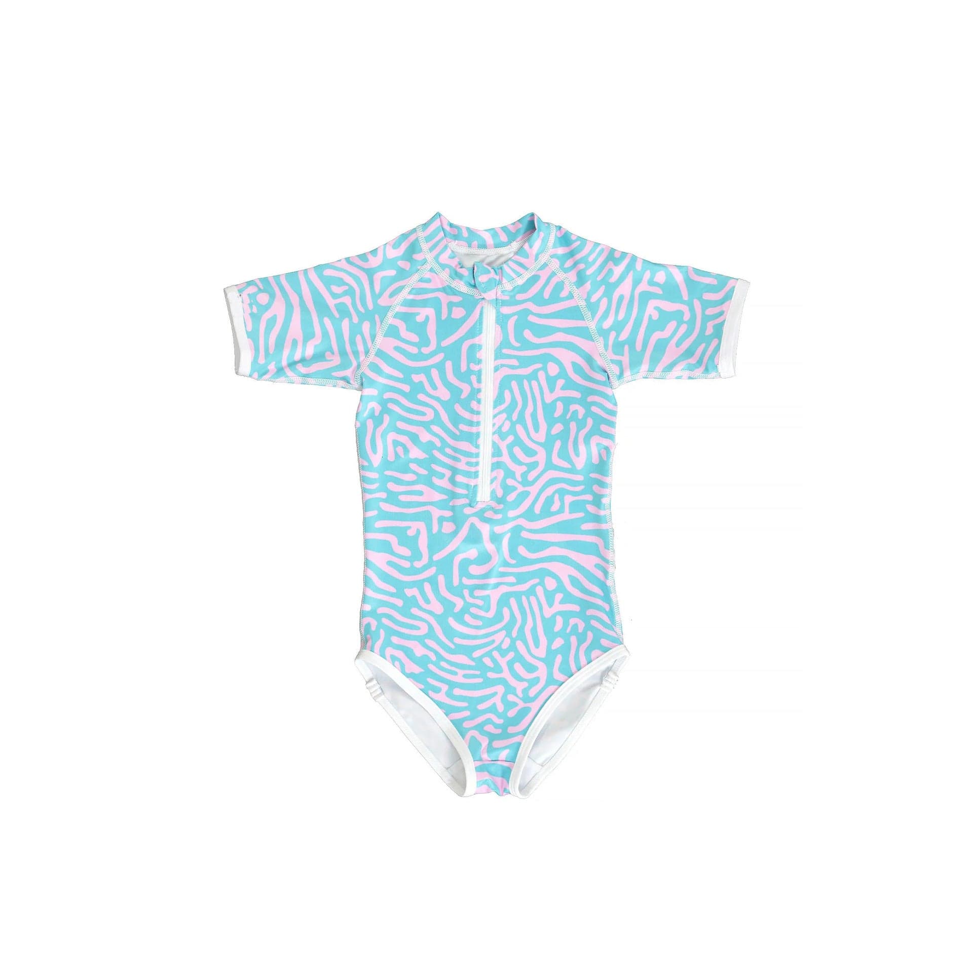 ベビー用水着 pink blue coral / 80 ガールズ水着 半袖ワンピーススイムウェア ラッシュガード【mh0009282】