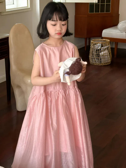 半袖セットアップ pink dress / 90cm 1-2y キッズトップス/パンツ/ワンピース 半袖シャツ/ショートパンツ/ノースリーブワンピース タイダイピンク リンクコーデ 兄弟姉妹 お揃いコーデ