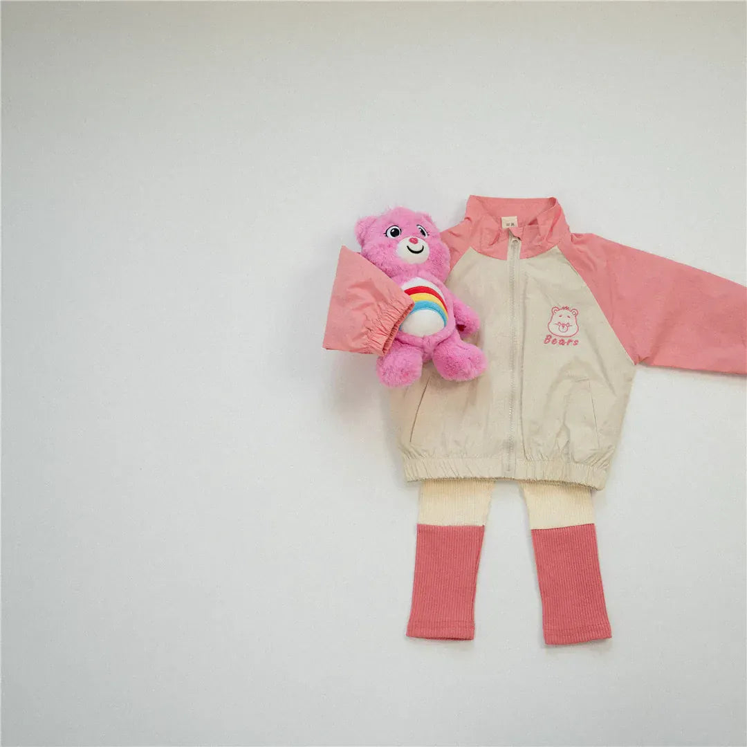 レギンスパンツ pink red / 12M  80cm / 取り寄せ（7〜21日） キッズパンツ リブレギンスパンツ カラフルパッチワーク 5カラー